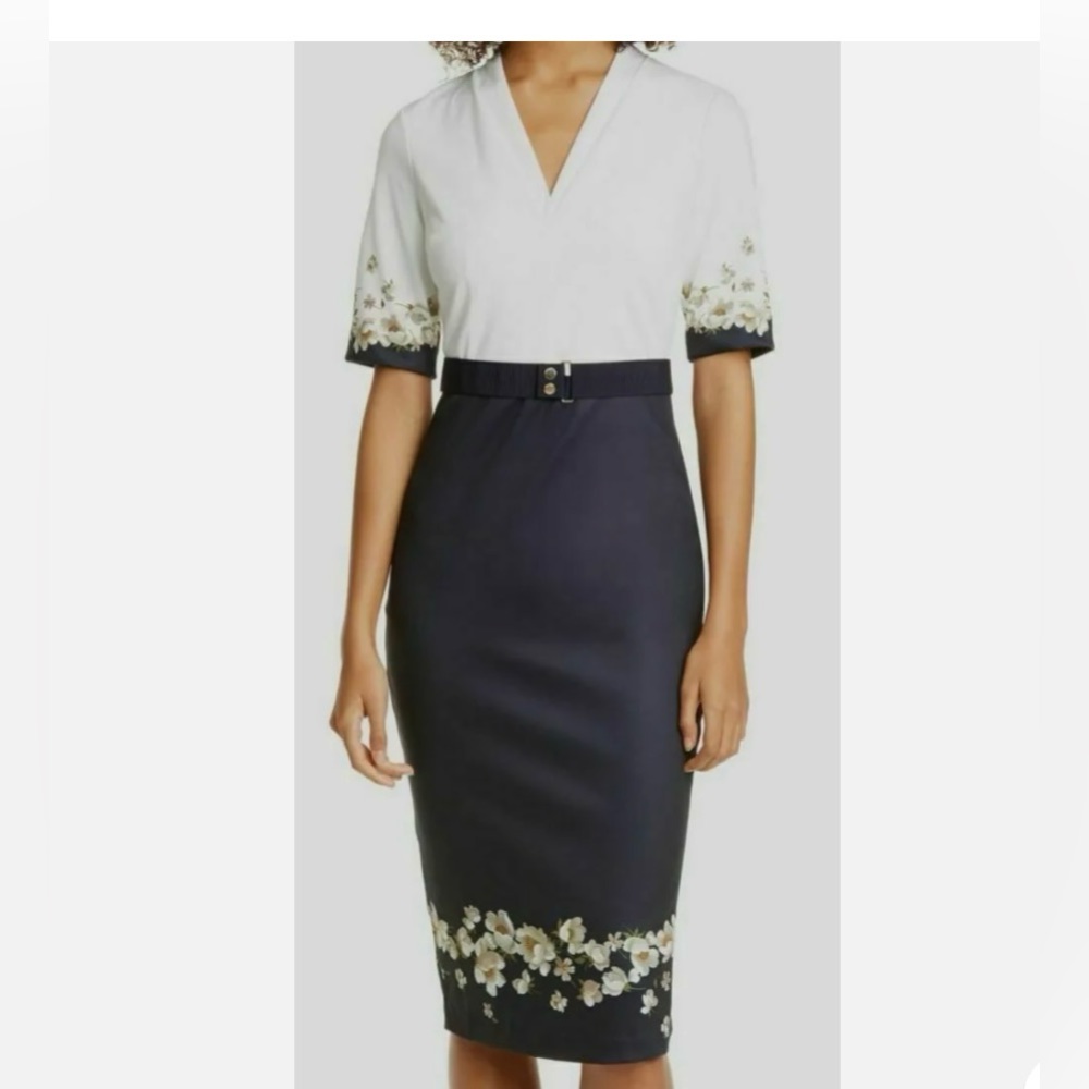 Ted Baker midi sheath floral dress.